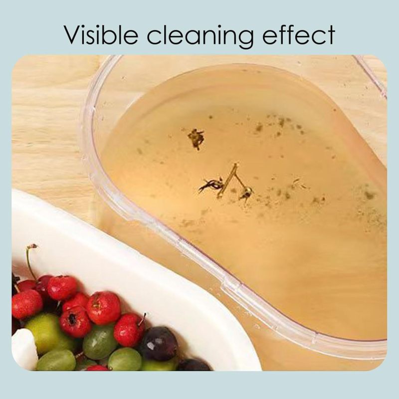 Fruit Cleaner Spinner 32x24x14cm Green Food-Grade ABS Split Design - 720° Gentle Nylon Brush Self-Draining System for Home Kitchen Manual Crank Operation - Image 5