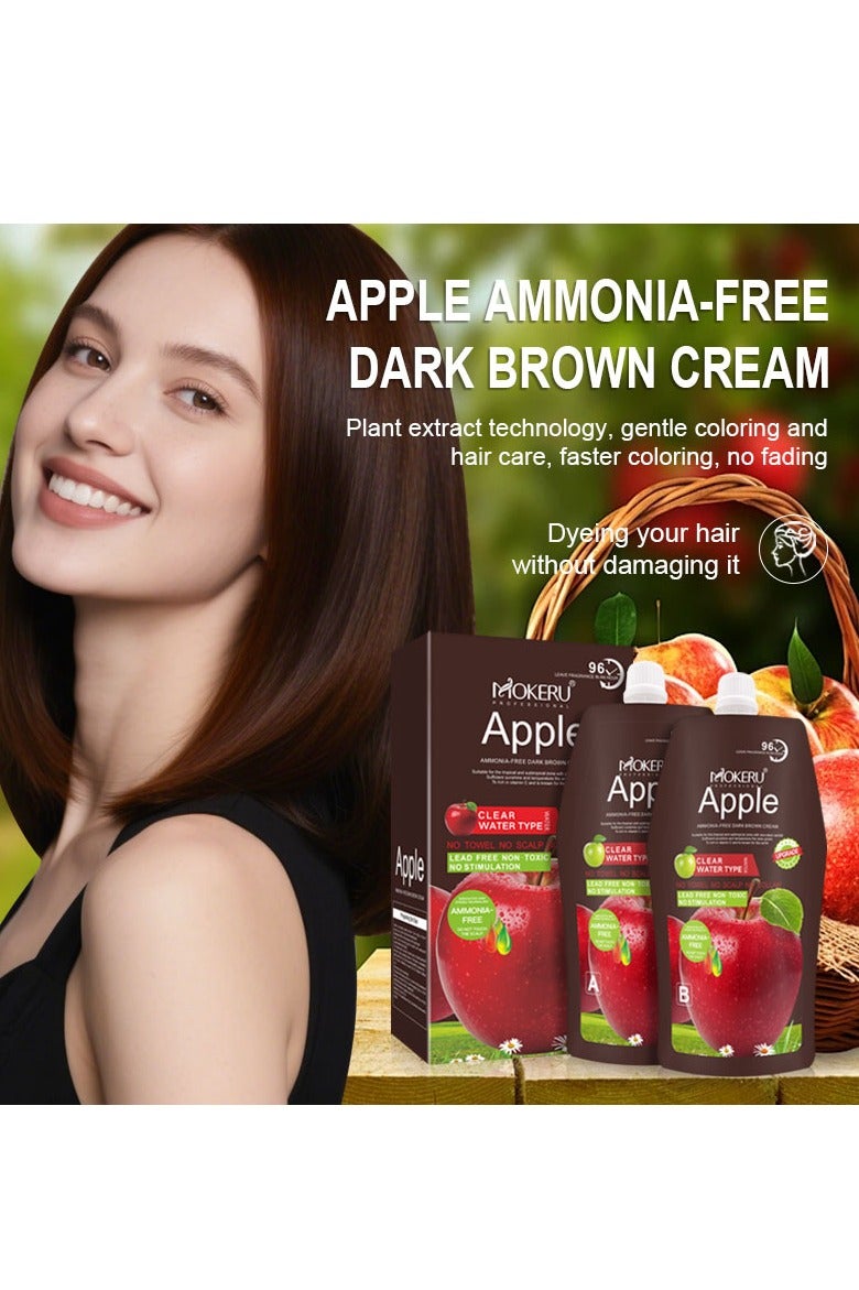Mokeru professional 96 Apple Ammonia Free Hair Color Cream, Brown, 500ml+500ml - Image 3