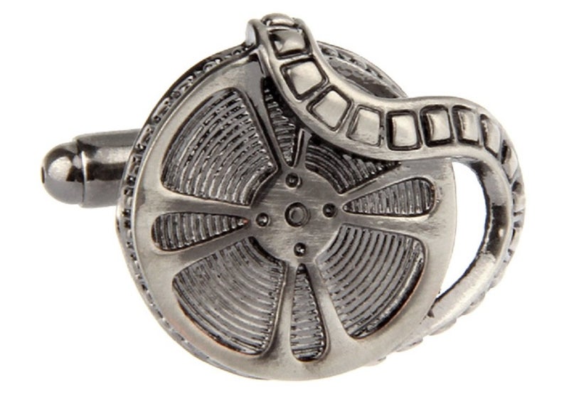 MRCUFF Hollywood Movie Film Reel Pair Cufflinks in a Presentation Gift Box & Polishing Cloth - Image 1