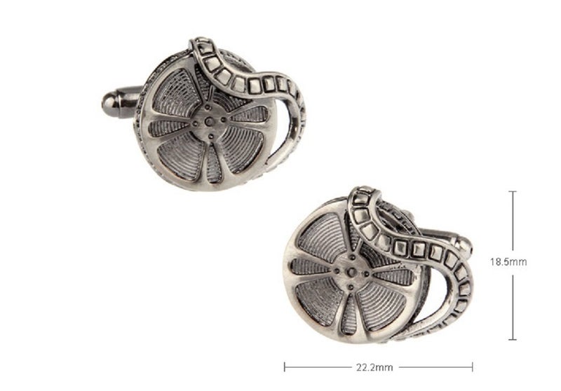MRCUFF Hollywood Movie Film Reel Pair Cufflinks in a Presentation Gift Box & Polishing Cloth - Image 2