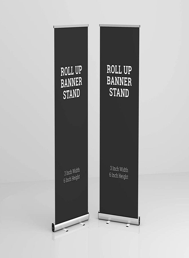 Shivis™ Aluminium Retractable Rollup Banner Stand Size 3 x 6 ft for Advertising of Store Display/Trade Show Silver Pack of 2 - Image 1