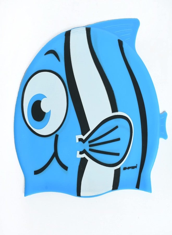 SHIFTER Fish Swim Caps with Ear Plug and Nose Plug for Kids,Boys,Girls for Swimming/Pool Party/Water Fun/Headgear Hats Silicone Materials Fish Design for Kids (Blue) - Image 4