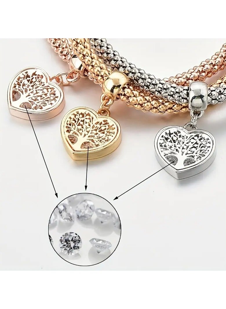 Tree Of Life Bracelet, Creative Tree Of Life Pendant Bracelet, Heart Pendant Bracelet, Birthday Friends Holiday Gift - Image 2