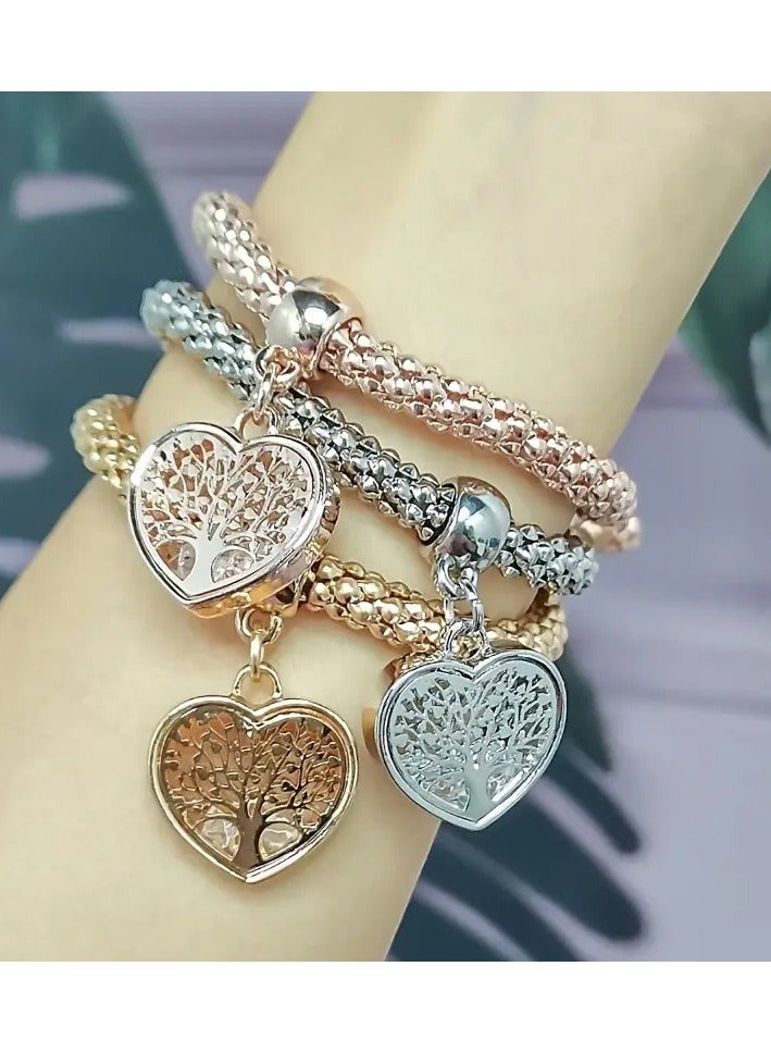 Tree Of Life Bracelet, Creative Tree Of Life Pendant Bracelet, Heart Pendant Bracelet, Birthday Friends Holiday Gift - Image 3