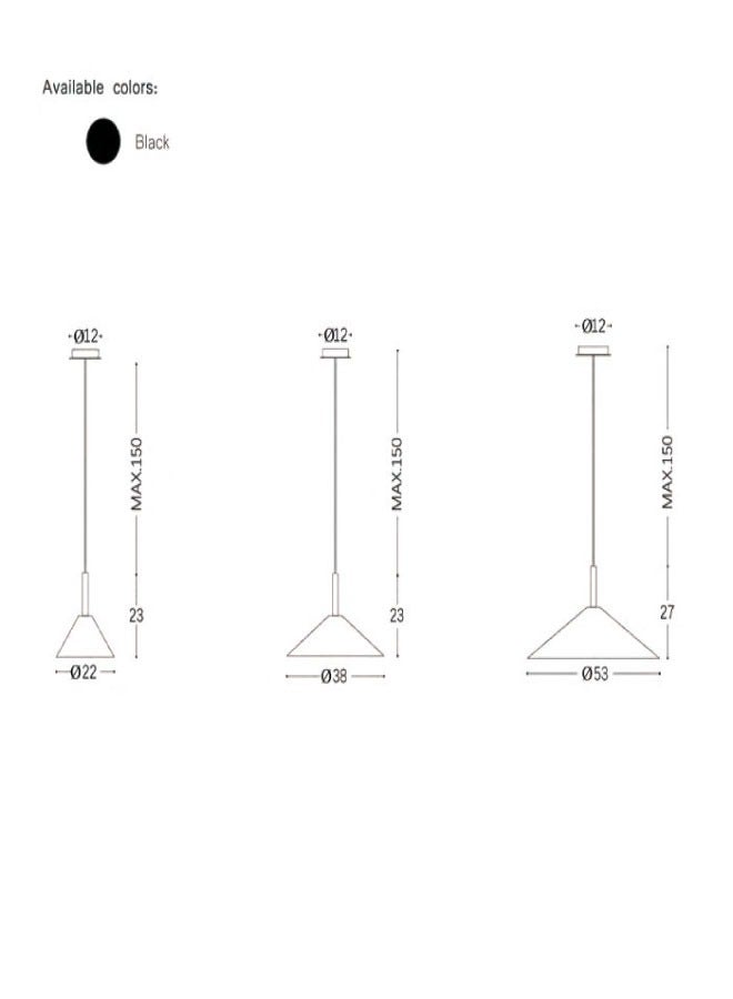 ٍSiera Light Hanging Cone-Shaped Light Y in Black with  Size 22cm D33002  - Image 2