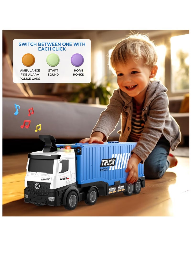 Race Car Track Toy Truck Toy with Slots & Foldable Race Tracks Transport Car Carrier Toy for Toddlers Cars Toy Set Container Truck Toy with 8 Alloy Cars Vehicles Toy Set for 3+ Kids Boys Girls - Image 5