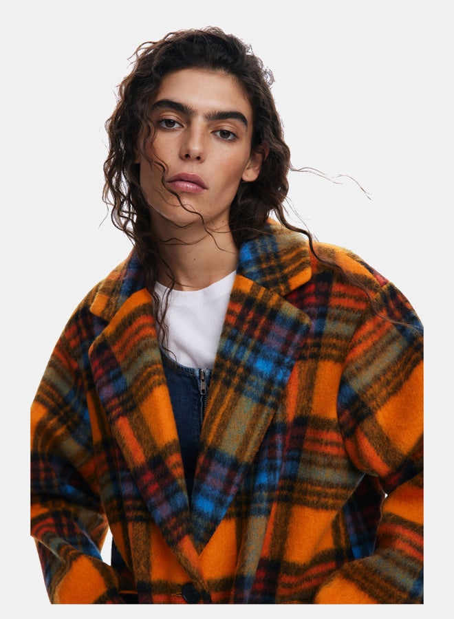 DESIGUAL Long checkered coat  - Image 4
