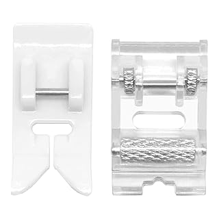 VANICE 2 Pcs Roller Sewing Machine Presser Foot Plus Non-Stick Zigzag Teflon Sewing Machine Presser Foot, Fit for - Image 1