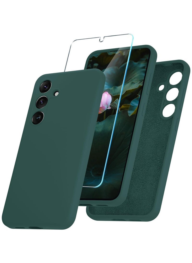 DUSALA Samsung Galaxy S24 Plus Case | Soft Silicone Phone Case with 1 Screen Protector | Anti-Scratch Microfiber Lining | Full Body Shockproof Slim Cover | Wireless Charging Compatible | Durable Deep Green Protective Case for Samsung Galaxy S24+ - Image 1
