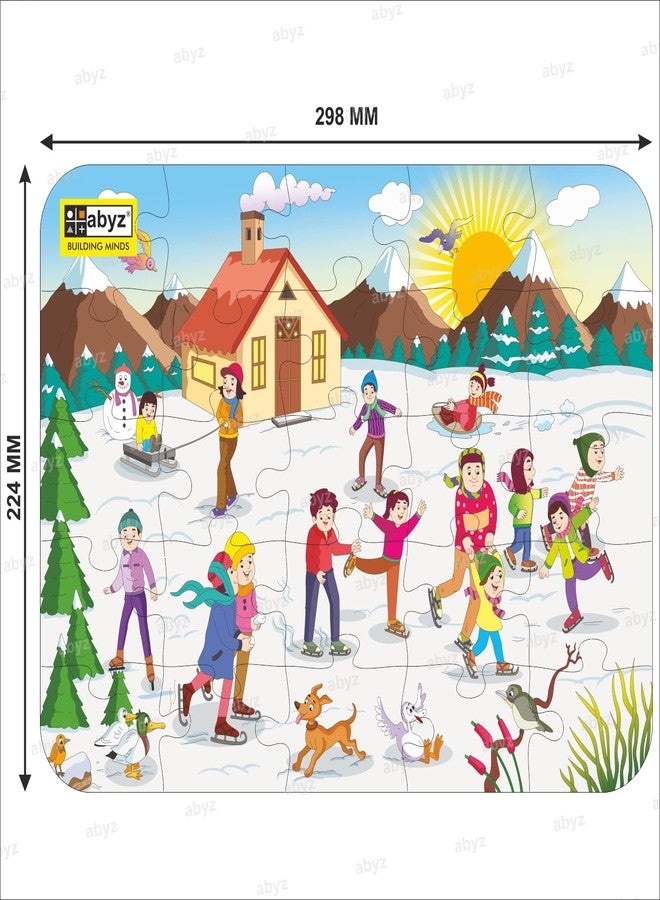 ABYZ Wooden Jigsaw Puzzle – Ice Skating Playset for Fun Educational & Little Explorers, 25-Pieces & Pack of 3 Fun Games with Multicolor | Birthday Gift for (4-6 Years) Age Kids. - Image 2
