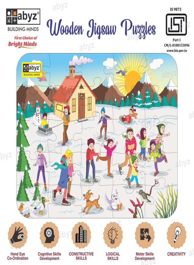 ABYZ Wooden Jigsaw Puzzle – Ice Skating Playset for Fun Educational & Little Explorers, 25-Pieces & Pack of 3 Fun Games with Multicolor | Birthday Gift for (4-6 Years) Age Kids. - Image 3