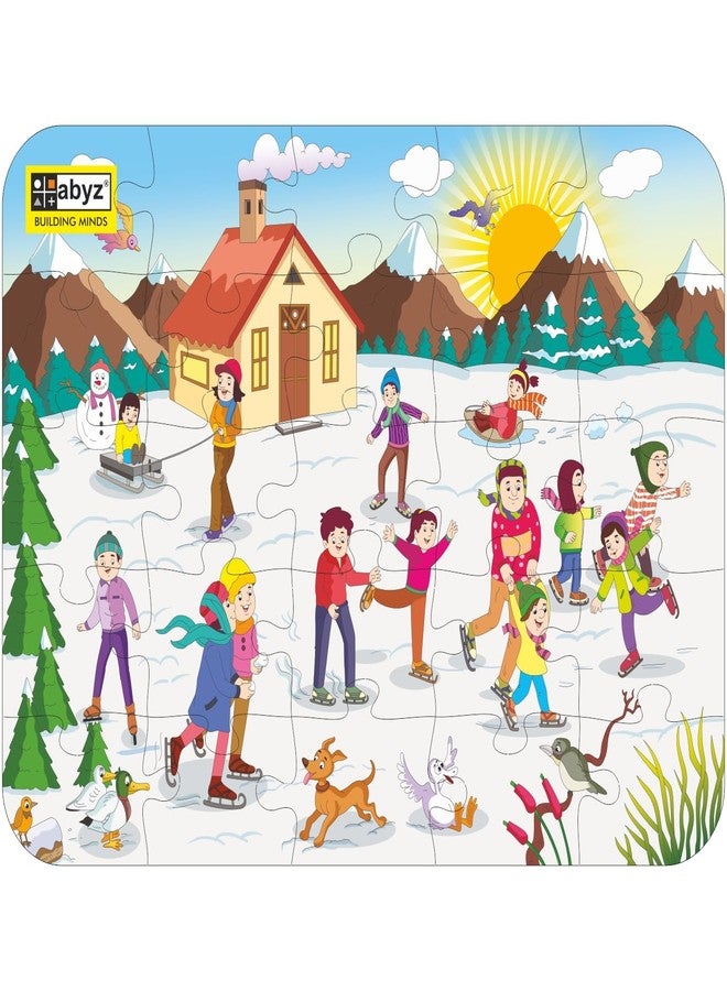 ABYZ Wooden Jigsaw Puzzle – Ice Skating Playset for Fun Educational & Little Explorers, 25-Pieces & Pack of 3 Fun Games with Multicolor | Birthday Gift for (4-6 Years) Age Kids. - Image 1