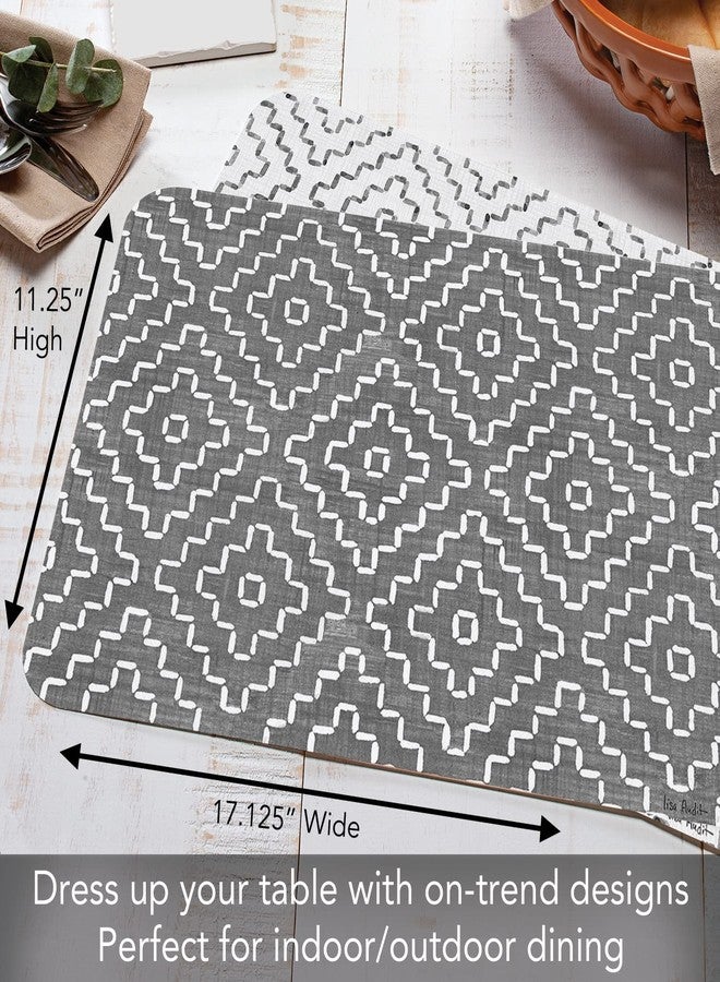 CounterArt Grey Flannel Design 4 Pack Reversible Easy Care Flexible Plastic Placemats Made in The USA BPA Free PVC Free Easily Wipes Clean - Image 5