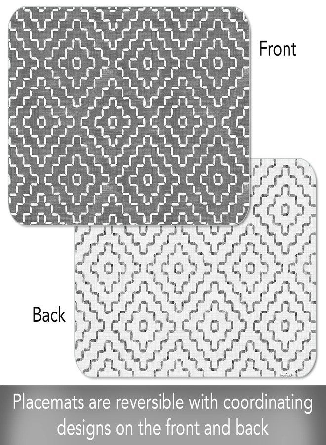 CounterArt Grey Flannel Design 4 Pack Reversible Easy Care Flexible Plastic Placemats Made in The USA BPA Free PVC Free Easily Wipes Clean - Image 2