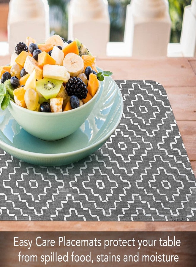 CounterArt Grey Flannel Design 4 Pack Reversible Easy Care Flexible Plastic Placemats Made in The USA BPA Free PVC Free Easily Wipes Clean - Image 3