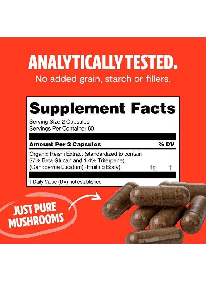 FreshCap Mushrooms Freshcap Organic Reishi Mushroom Capsules 120 Count 60 Day Supply Supplement For Healthy Aging Sleep And Immunity Concentrated Extract From Whole Fruiting Body And Spore - Image 5