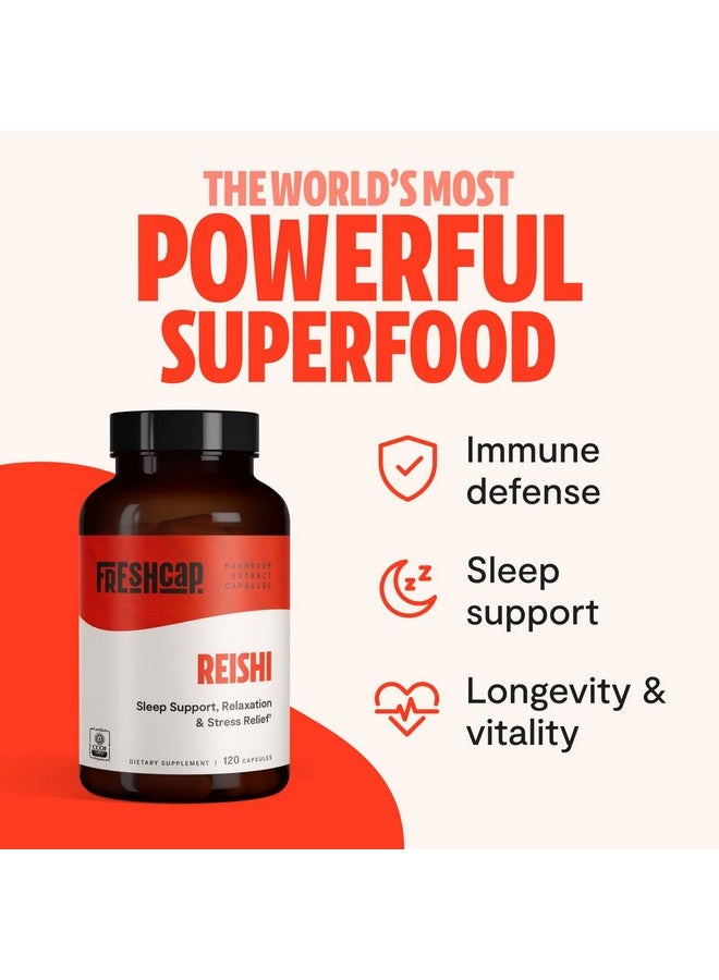 FreshCap Mushrooms Freshcap Organic Reishi Mushroom Capsules 120 Count 60 Day Supply Supplement For Healthy Aging Sleep And Immunity Concentrated Extract From Whole Fruiting Body And Spore - Image 3