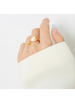 Greek Holiday Style Light Luxury Niche Personality White Sea Shell Titanium Steel 8k Gold Non-fading Ring Jewelry