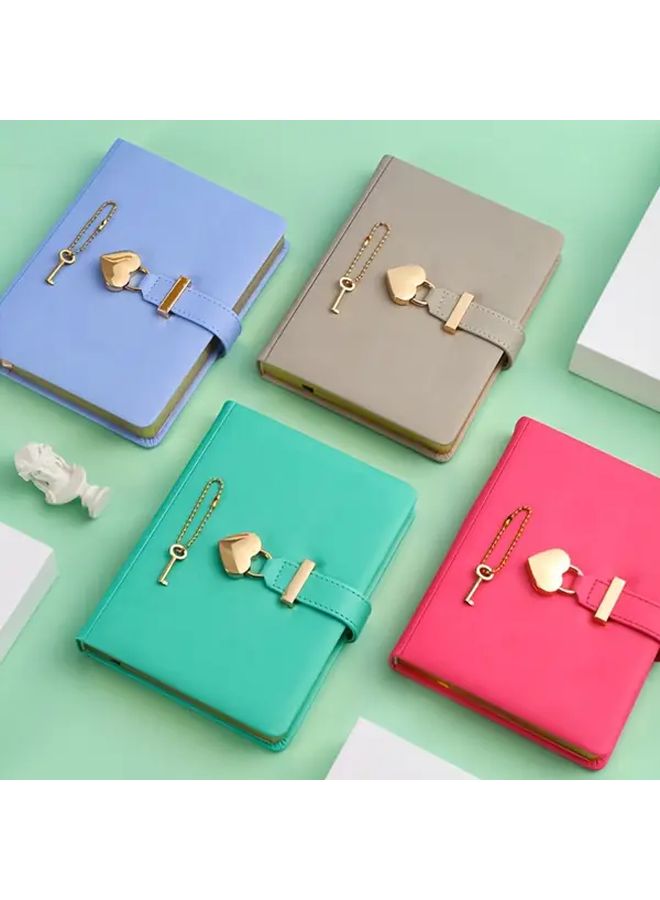 Personalized Pink Lock Key Diary Notebook B6 Size Heart Lanyard Hardcover Gift - Image 3