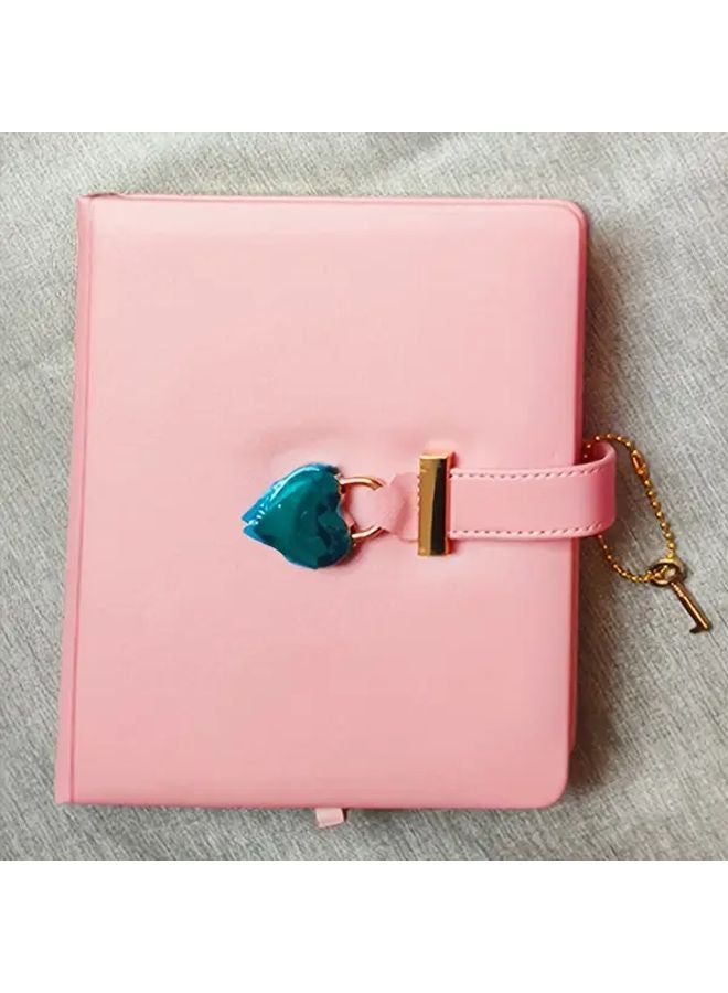 Personalized Pink Lock Key Diary Notebook B6 Size Heart Lanyard Hardcover Gift - Image 1