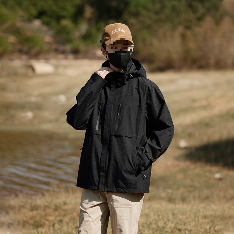 Hooded Outdoor Single-Layer New Thin Jacket Men'S Single-Layer Workwear Waterproof - Image 1