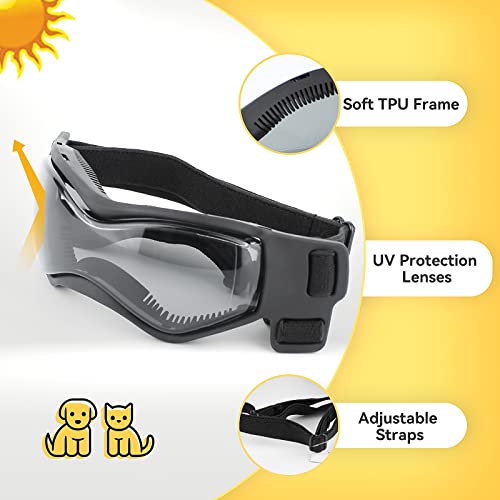 Billionchains Dog Sunglasses for Extra Small Breed UV Protection Windproof XS Dog Goggles with Adjustable Head & Chin Straps for Ride Car/Hiking Travel/On Beach-Black - Image 5