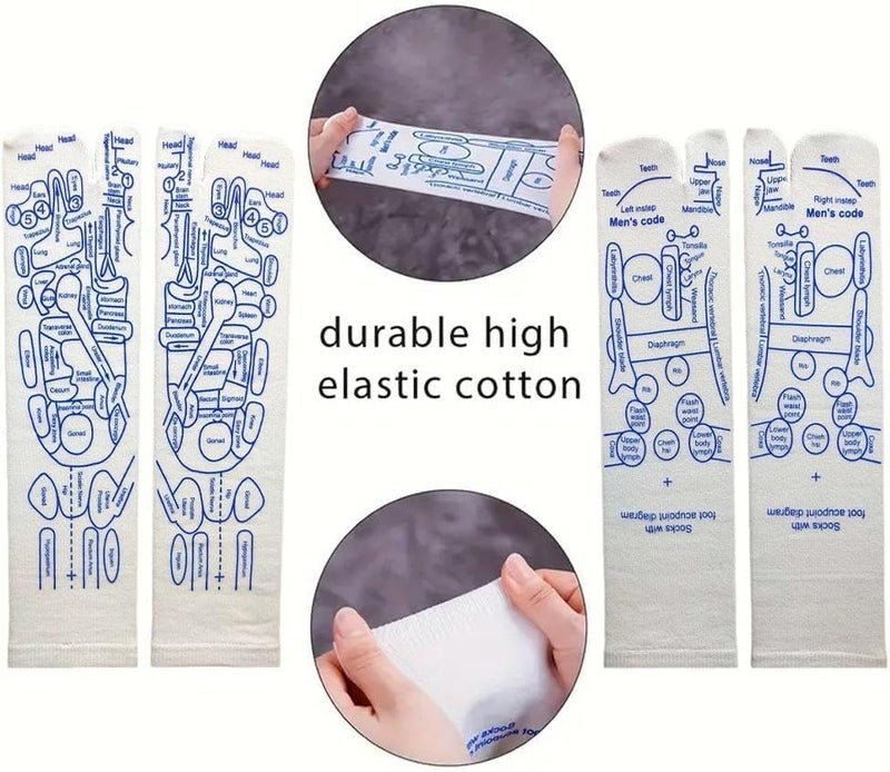 Jinshining White Reflexology Socks SetReflexology Socks with Trigger Point Massage Tool Acupoint Socks Set Massage Tools and Equipment - Image 2