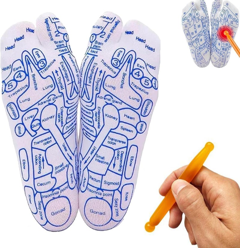 Jinshining White Reflexology Socks SetReflexology Socks with Trigger Point Massage Tool Acupoint Socks Set Massage Tools and Equipment - Image 1