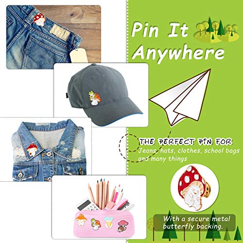Chuangdi 9 Pieces Mushroom Pin Brooches Mushroom Brooches Cute Cartoon Gift Alloy Brooch Guitar Cat Frog Hedgehog Cartoon Plant Pin Welcome Christmas Gift for Backpack Clothes Hat - Image 4