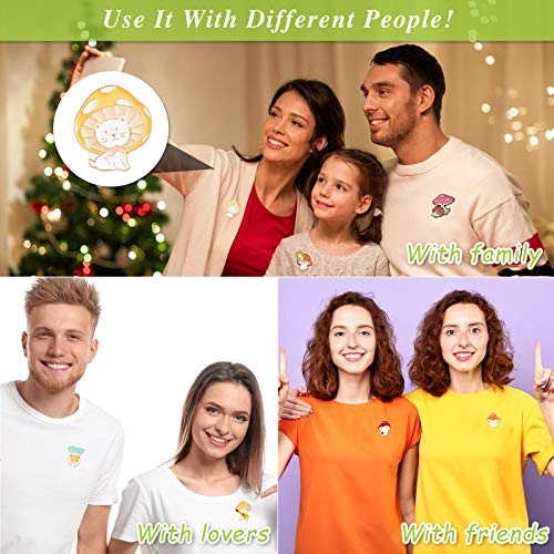 Chuangdi 9 Pieces Mushroom Pin Brooches Mushroom Brooches Cute Cartoon Gift Alloy Brooch Guitar Cat Frog Hedgehog Cartoon Plant Pin Welcome Christmas Gift for Backpack Clothes Hat - Image 5