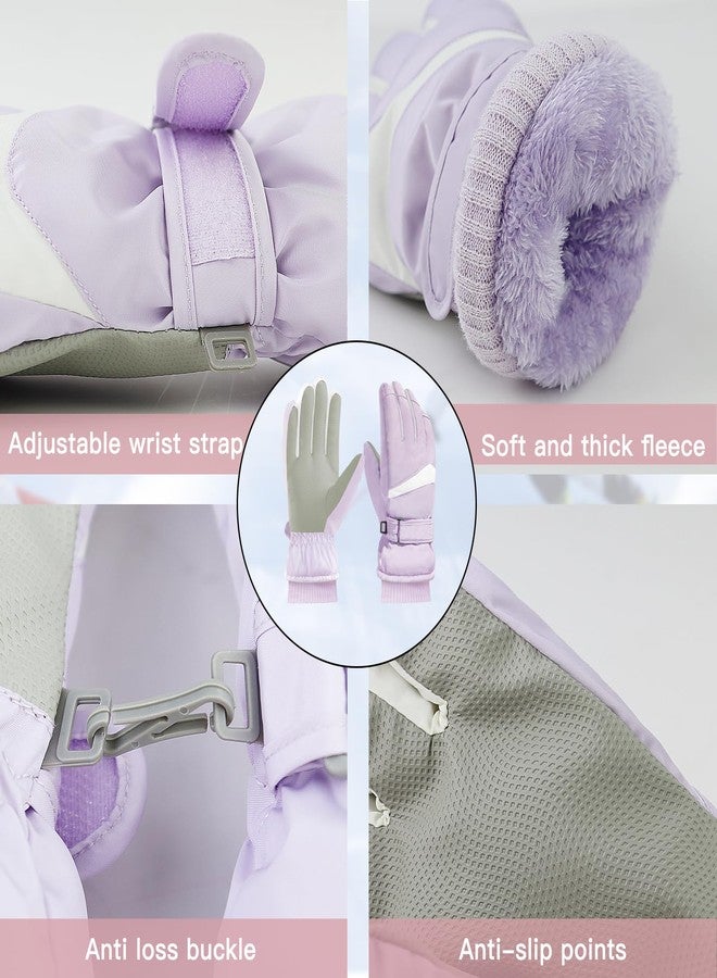Feelorna Women Ski Gloves, Windproof Thermal Touchscreen Gloves Waterproof Winter Warm Snow Glove for Skiing Cycling Outdoor Sports (Purple) - Image 3