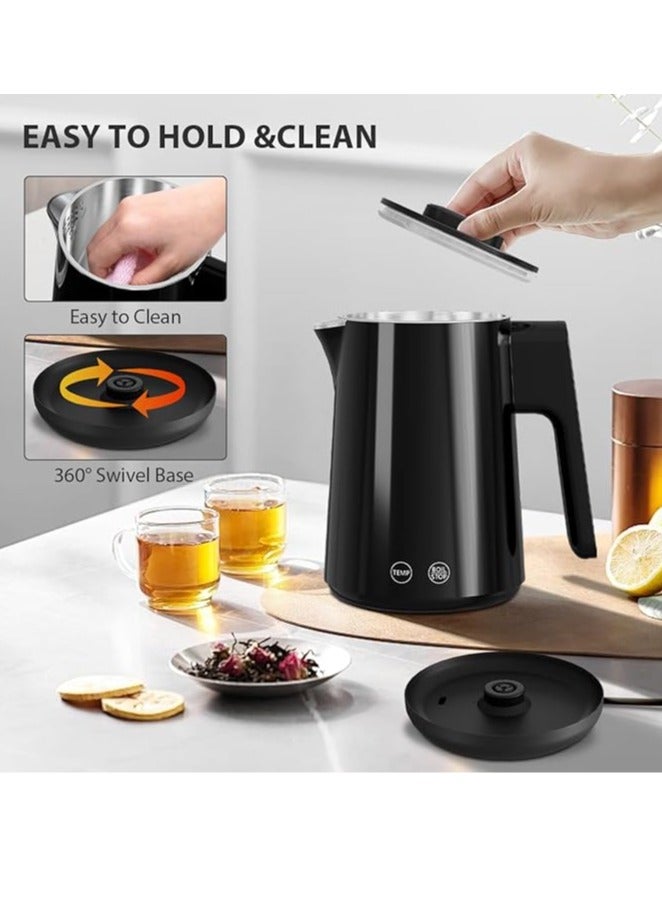 Arabest Electric Kettle, 0.8L 1000W Temperature Controlled Kettle Tea Pot, 304 Stainless Steel Water Heater, Fast Heating with Auto Shut-Off & Boil-Dry Protection, Black - Image 5