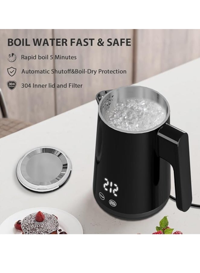 Arabest Electric Kettle, 0.8L 1000W Temperature Controlled Kettle Tea Pot, 304 Stainless Steel Water Heater, Fast Heating with Auto Shut-Off & Boil-Dry Protection, Black - Image 2