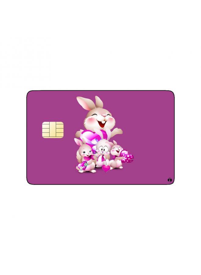 RKN PRINTED BANK CARD STICKER Cute Rabbits Family Drawing - Image 2