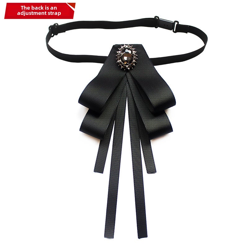 Loquat Versatile JK Uniform Collar Floral Bow Tie 17-streamer black (back is adjustable band)