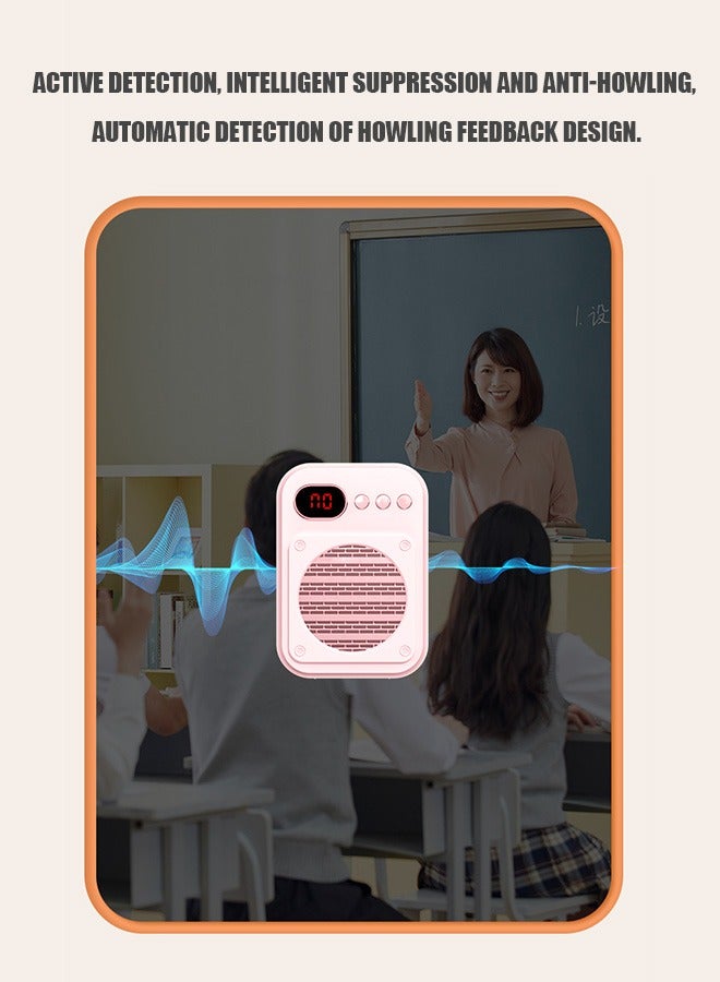 Voice Amplifier with Wired Microphone Headset, Portable Rechargeable Pa System Speaker Personal Speech Amplifier, Loudspeaker for Teachers Tour Guides Coaches Metting Yoga Fitness (Pink) - Image 4