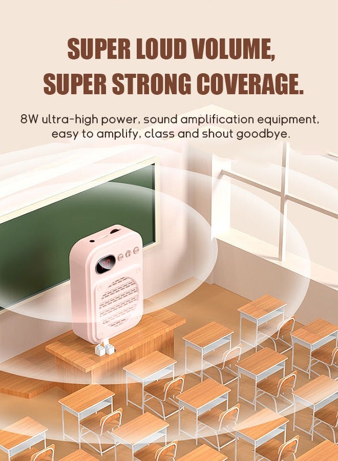 Voice Amplifier with Wired Microphone Headset, Portable Rechargeable Pa System Speaker Personal Speech Amplifier, Loudspeaker for Teachers Tour Guides Coaches Metting Yoga Fitness (Pink) - Image 5