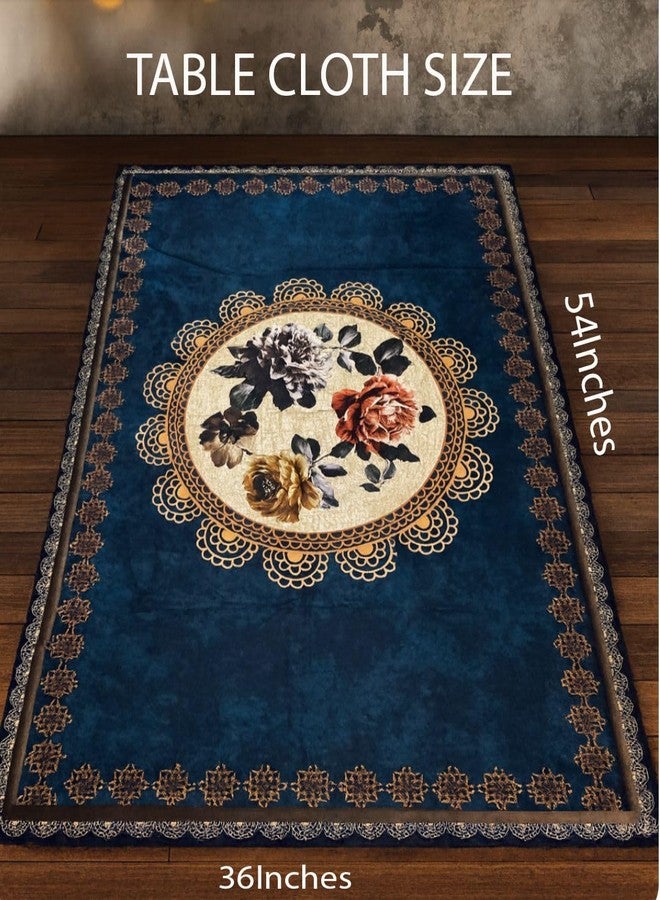 AAZEEM Printed Tablecloth Soft Feel Table Cover 4-6 Seater,Table Cover,Dining Table Cover, Table Linen,Dining Table Chair Cover,Dining Table Cover 6 Seater | Blue| - Image 2