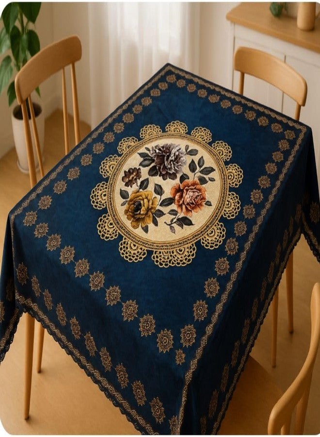 AAZEEM Printed Tablecloth Soft Feel Table Cover 4-6 Seater,Table Cover,Dining Table Cover, Table Linen,Dining Table Chair Cover,Dining Table Cover 6 Seater | Blue| - Image 1
