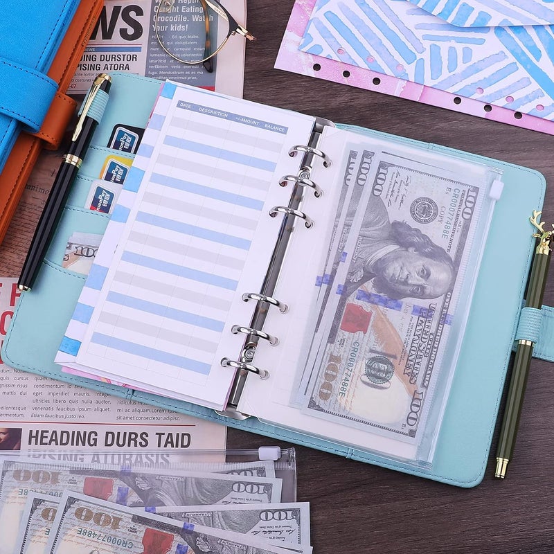 Antner A6 PU Leather Notebook Binder - Refillable 6 Ring Budget for A6 Filler Paper, Loose Leaf Personal Planner Cover With Magnetic Buckle, Mint Blue Daily wear upgraded resistant material - Image 3