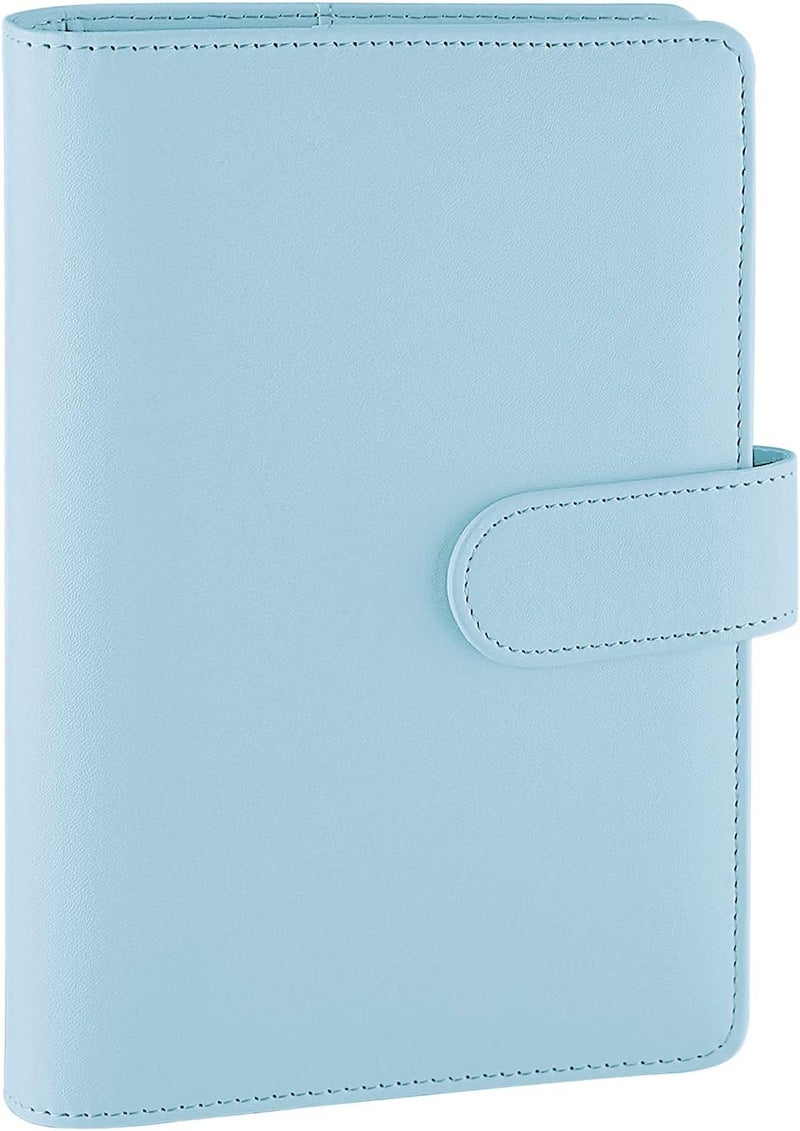 Antner A6 PU Leather Notebook Binder - Refillable 6 Ring Budget for A6 Filler Paper, Loose Leaf Personal Planner Cover With Magnetic Buckle, Mint Blue Daily wear upgraded resistant material - Image 1
