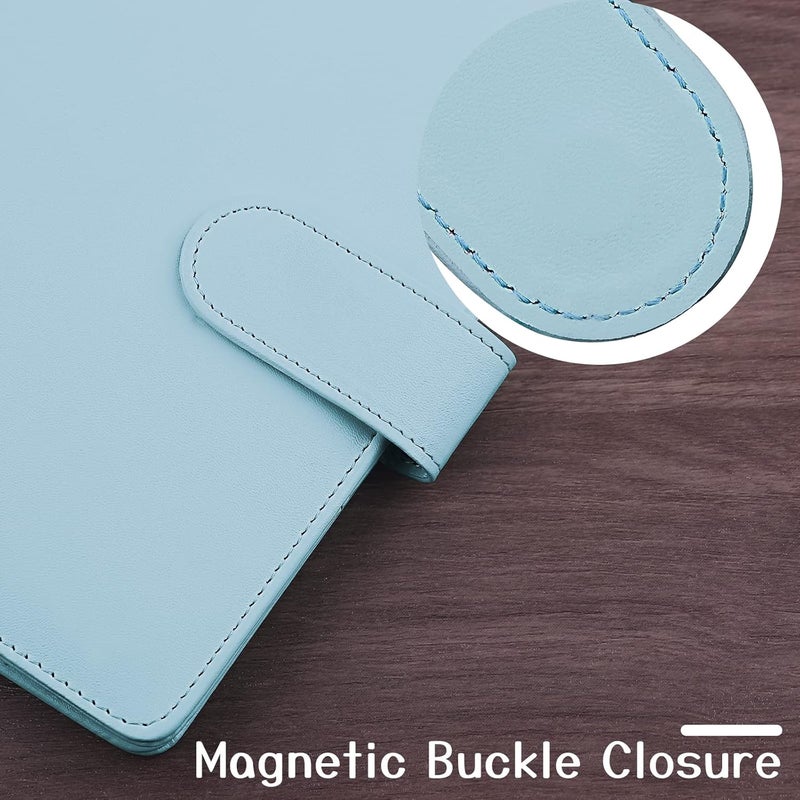 Antner A6 PU Leather Notebook Binder - Refillable 6 Ring Budget for A6 Filler Paper, Loose Leaf Personal Planner Cover With Magnetic Buckle, Mint Blue Daily wear upgraded resistant material - Image 5