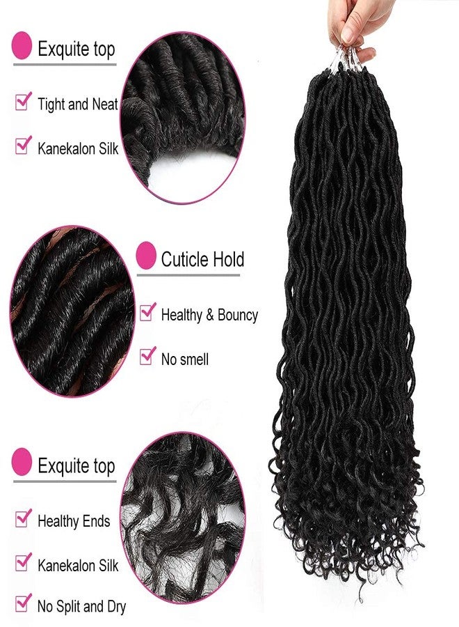 Ali Bling 6Pcs/Lot Goddess Locs Crochet Hair 14 Inch Wavy Curly Faux Locs Braids Goddess Braids Crochet Goddess Curly Faux Locs Crochet Hair Curly Braiding with Culry End (14" 6 Packs, #1B) - Image 5