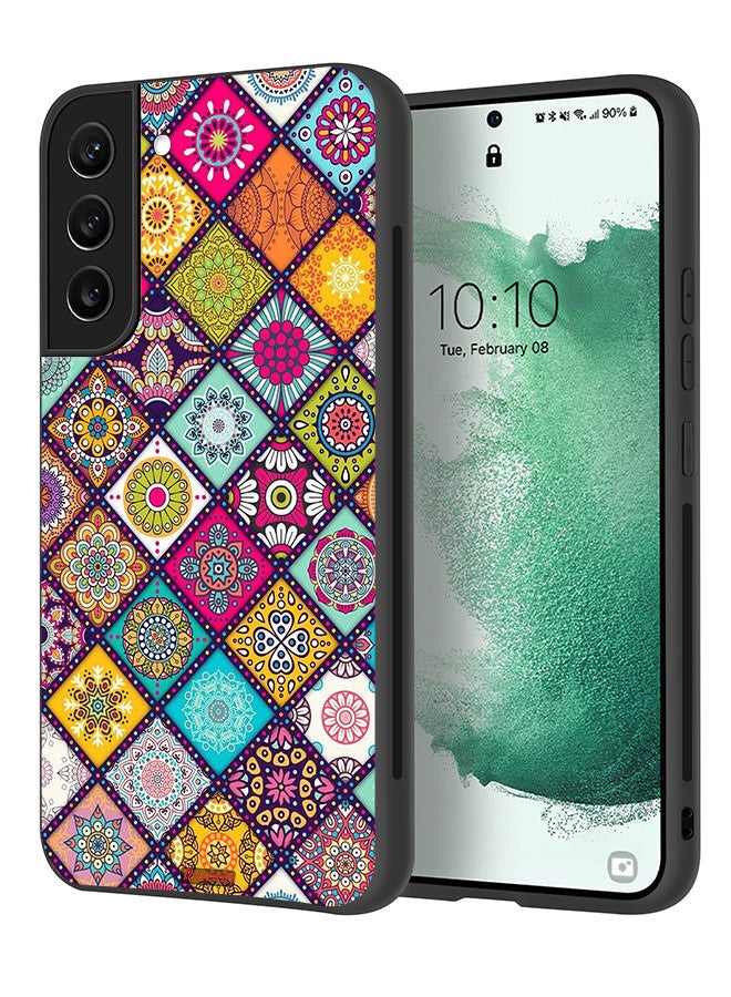 Tolwak Samsung Galaxy S21 FE 5G Protective Case Cover Mandala Squares Pattern - Image 1