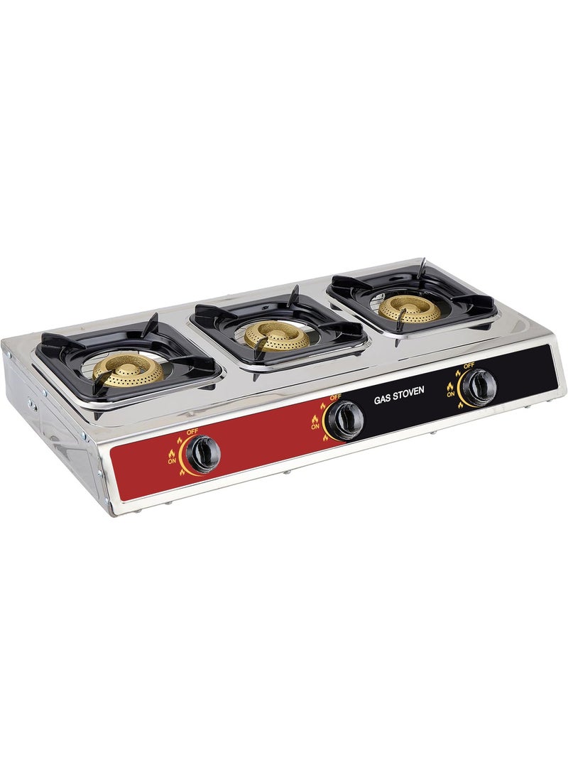 3 Burners Gas Stove Auto Ignition With Stainless Steel Surface - Image 2