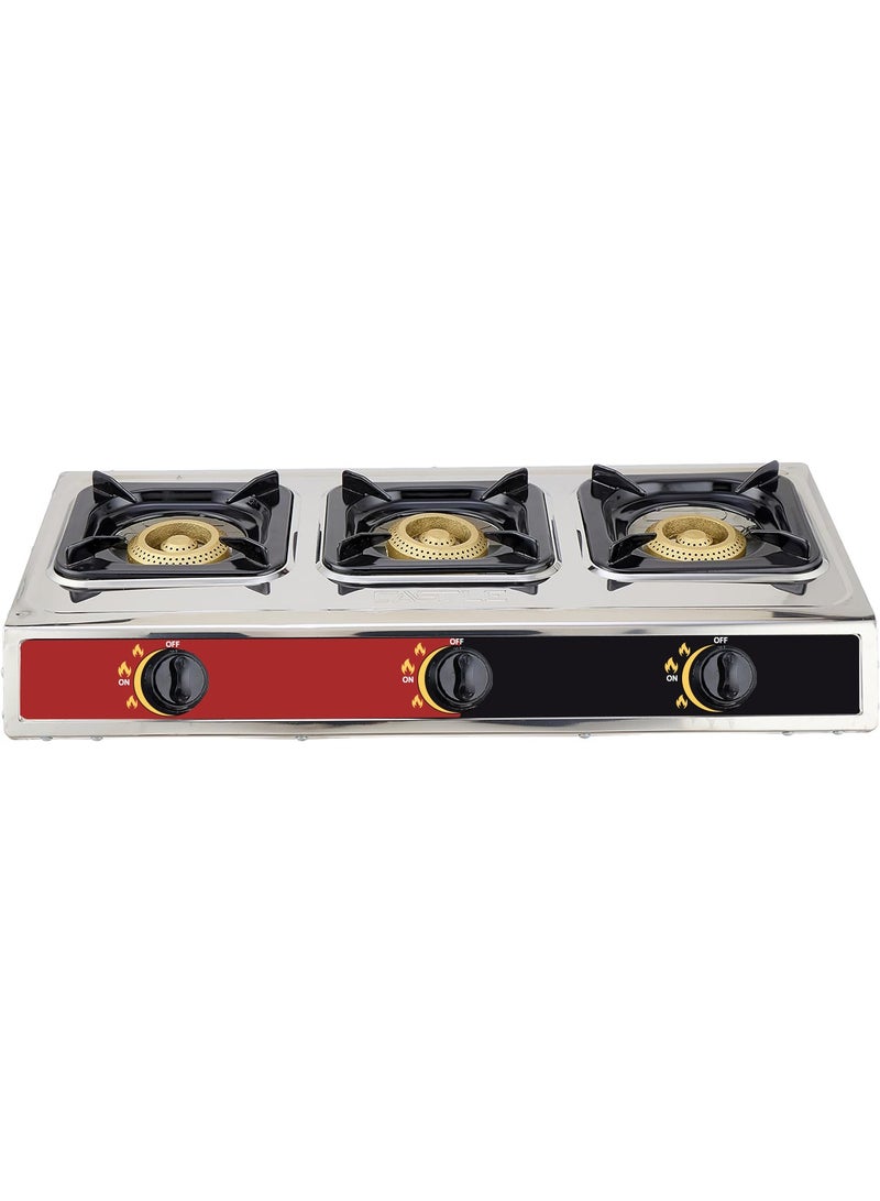 3 Burners Gas Stove Auto Ignition With Stainless Steel Surface - Image 3
