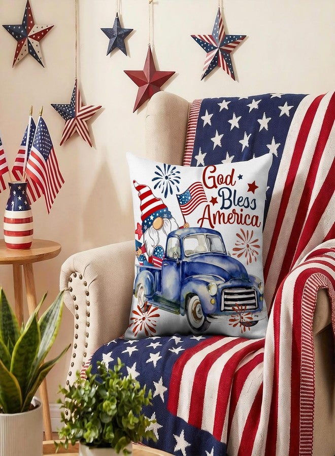 Hexagram 4th of July Pillow Covers 18x18 Decorations American Flag Patriotic Throw Pillow Covers Set of 4 July 4th Decor for Couch Sofa Red Blue Star Independence Memorial Day Home Decor - Image 4