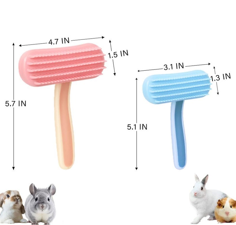 Oxiros 2 Pack Bunny and Chinchilla Grooming Brush – Soft Silicone De-Shedding Bath & Massage Comb for Rabbits, Guinea Pigs, Small Pets, Cats, Dogs, Kittens & Puppies - Image 2