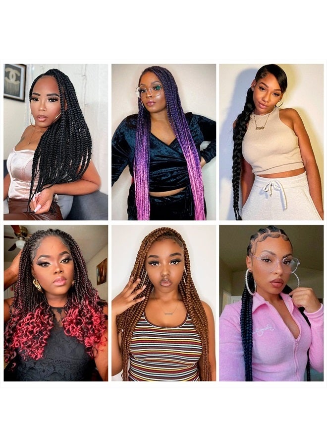 Difunee Pre-stretched Braiding Hair - 24 Inch 8 Packs Long Braiding Hair Yaki Texture Soft Crochet Braids, Jet Black Hot Water Setting Twist Synthetic Braiding Hair Extensions（24 Inch, 1-8P) - Image 2