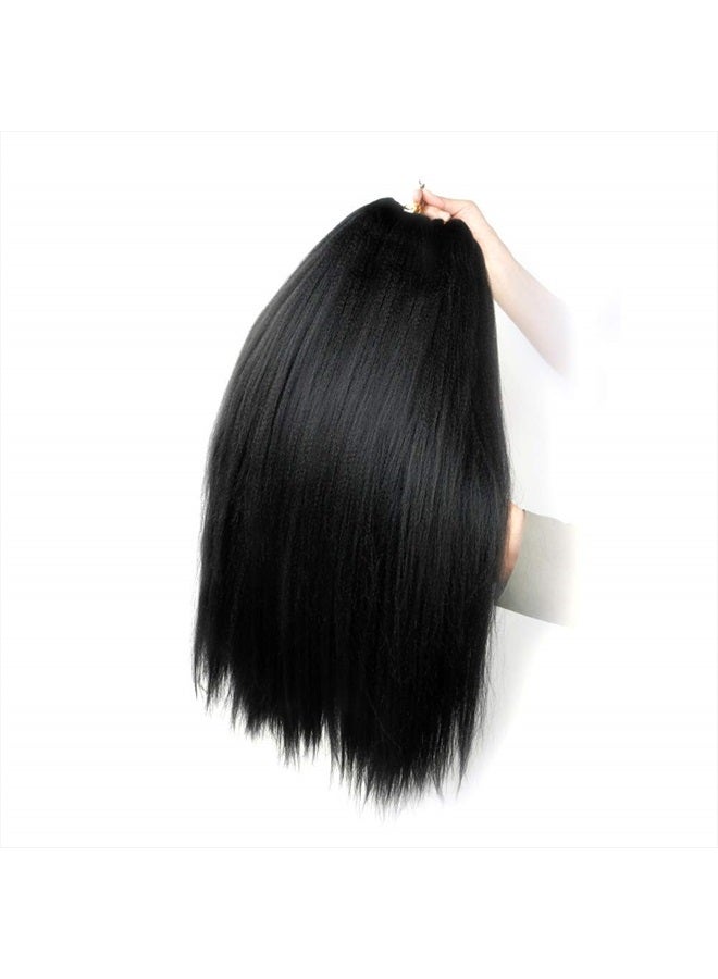 Difunee Pre-stretched Braiding Hair - 24 Inch 8 Packs Long Braiding Hair Yaki Texture Soft Crochet Braids, Jet Black Hot Water Setting Twist Synthetic Braiding Hair Extensions（24 Inch, 1-8P) - Image 4